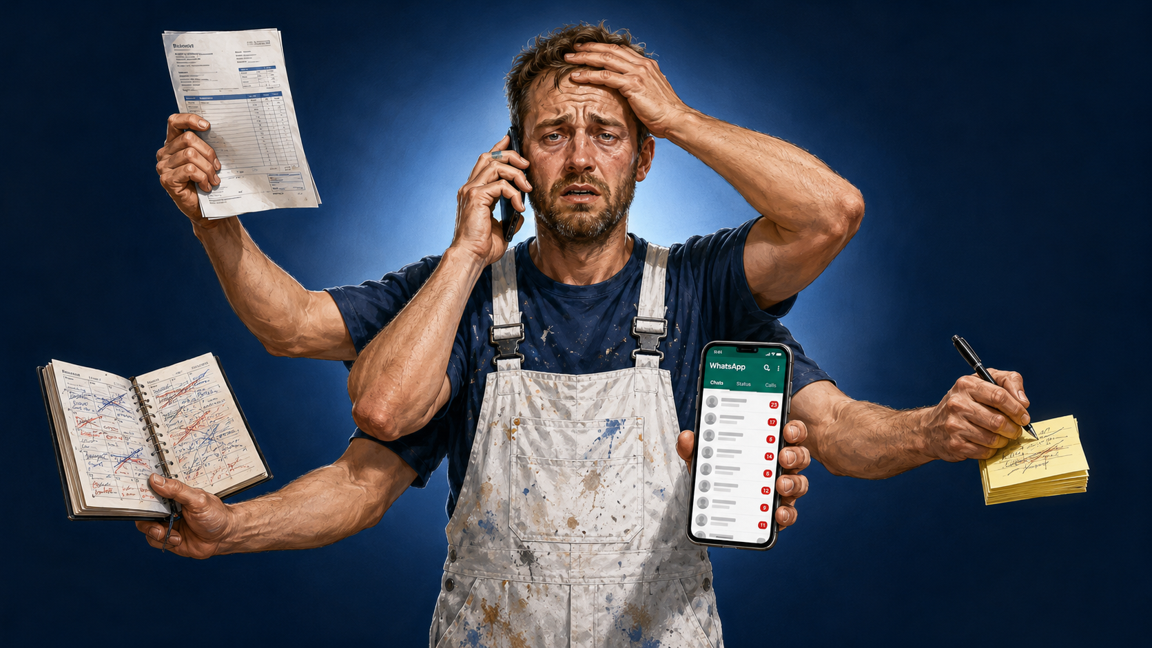 One tradesman, six jobs at once — the reality of running a trade business alone